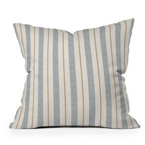 Deny Designs - 16" x 16" Little Arrow Design Co. Ivy Stripes Outd Cream/Blue